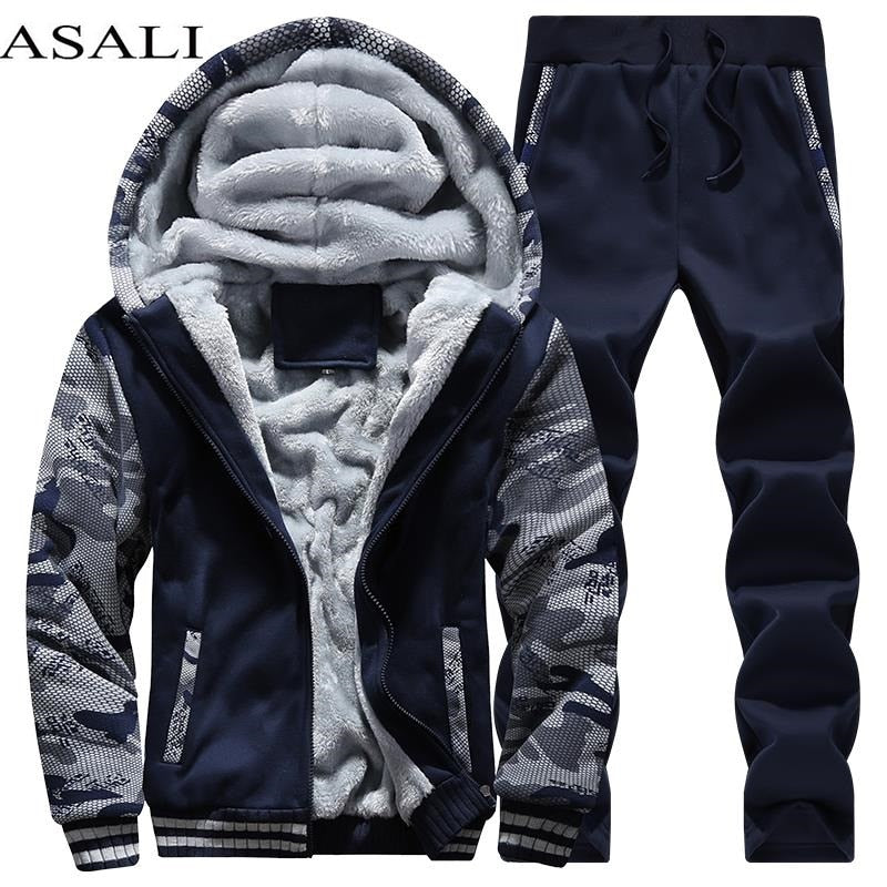 Fleece Hooded Tracksuit Set for Men