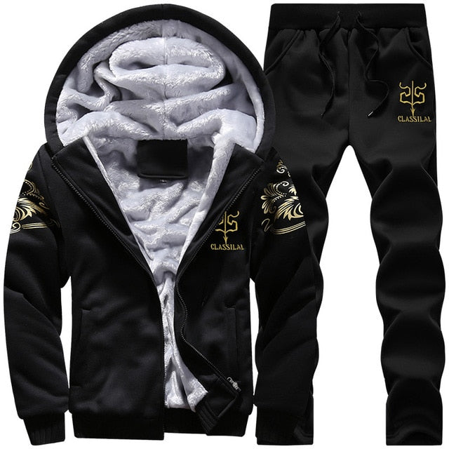 Fleece Hooded Tracksuit Set for Men - gallery