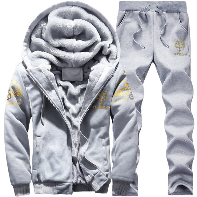 Fleece Hooded Tracksuit Set for Men - gallery