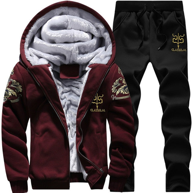 Fleece Hooded Tracksuit Set for Men - gallery