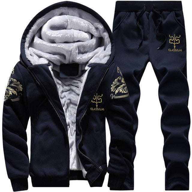 Fleece Hooded Tracksuit Set for Men - gallery