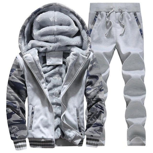 Fleece Hooded Tracksuit Set for Men - gallery