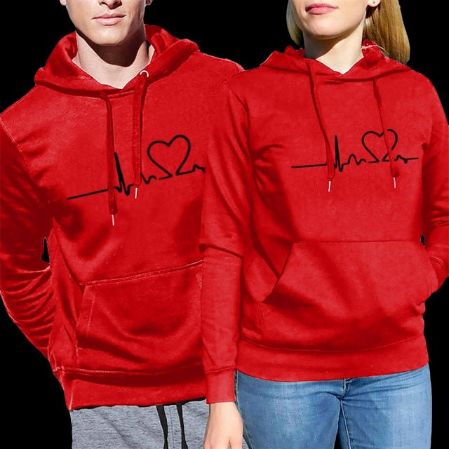 Couple Hoodies Heartbeat - Red