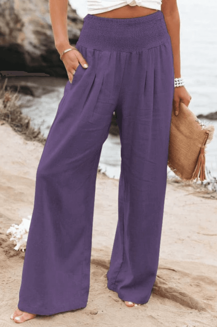 High-Waisted Stretch Palazzo Trousers for Women