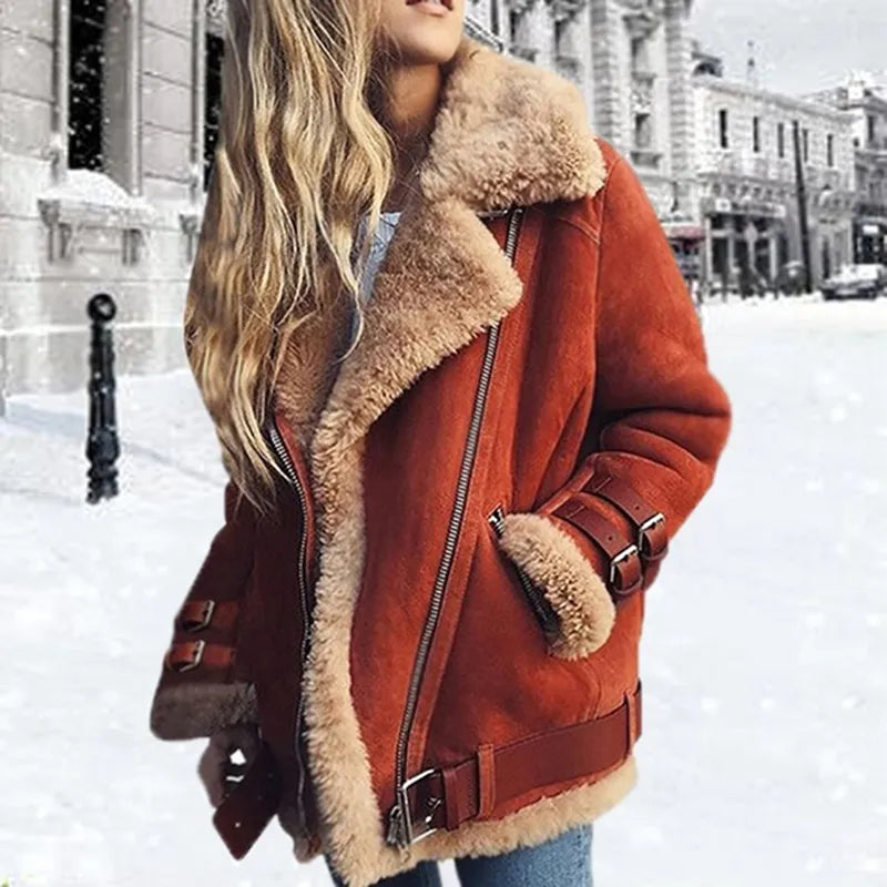 Wool Jacket with Buckle Accents and Belted Waist