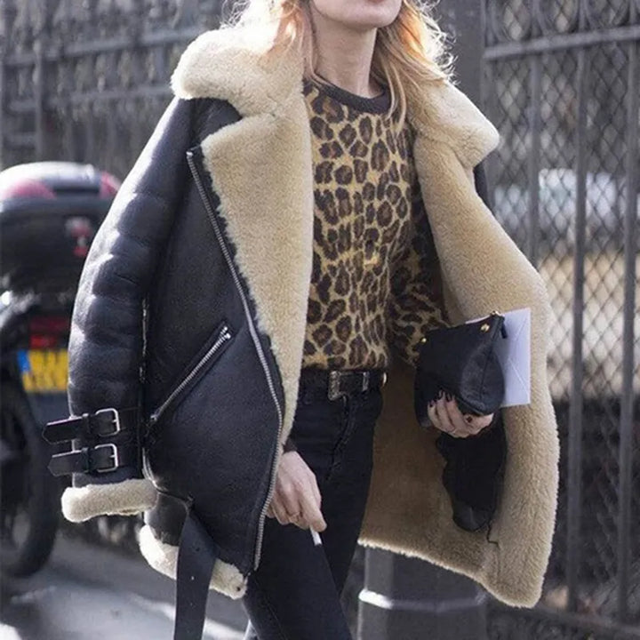 Wool Jacket with Buckle Accents and Belted Waist