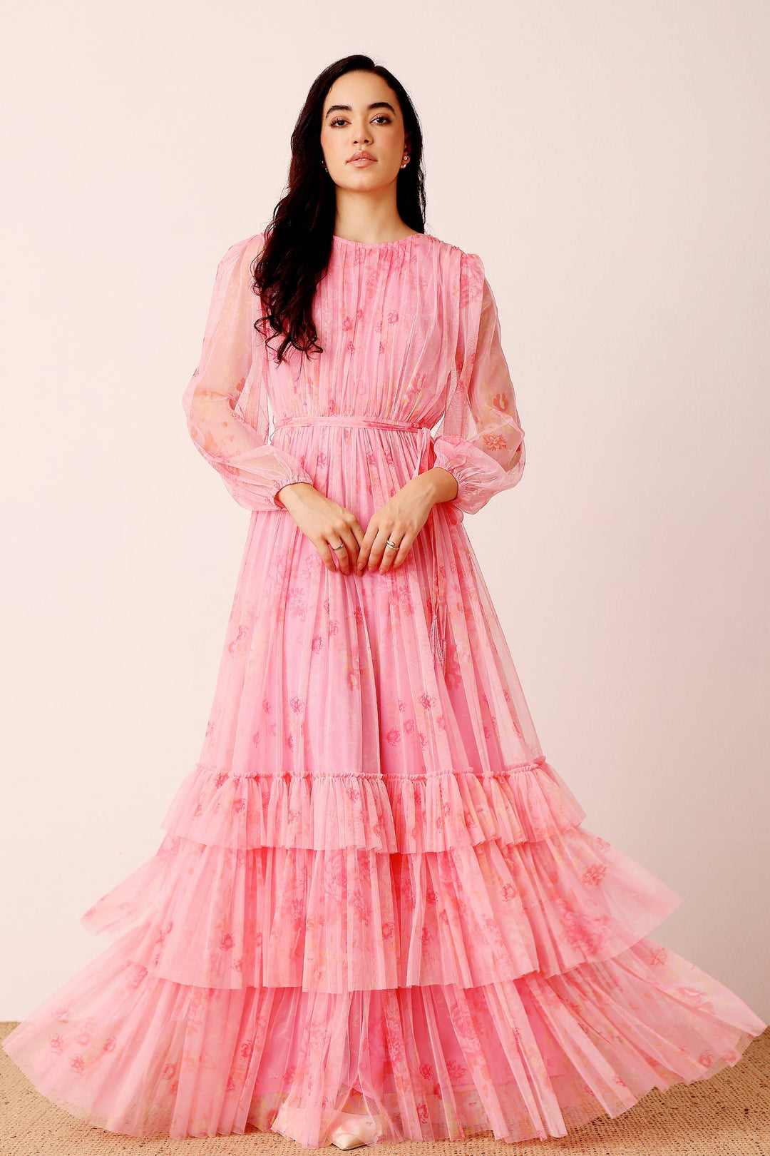 Rebecca Maxi Dress in Pink Floral — gallery