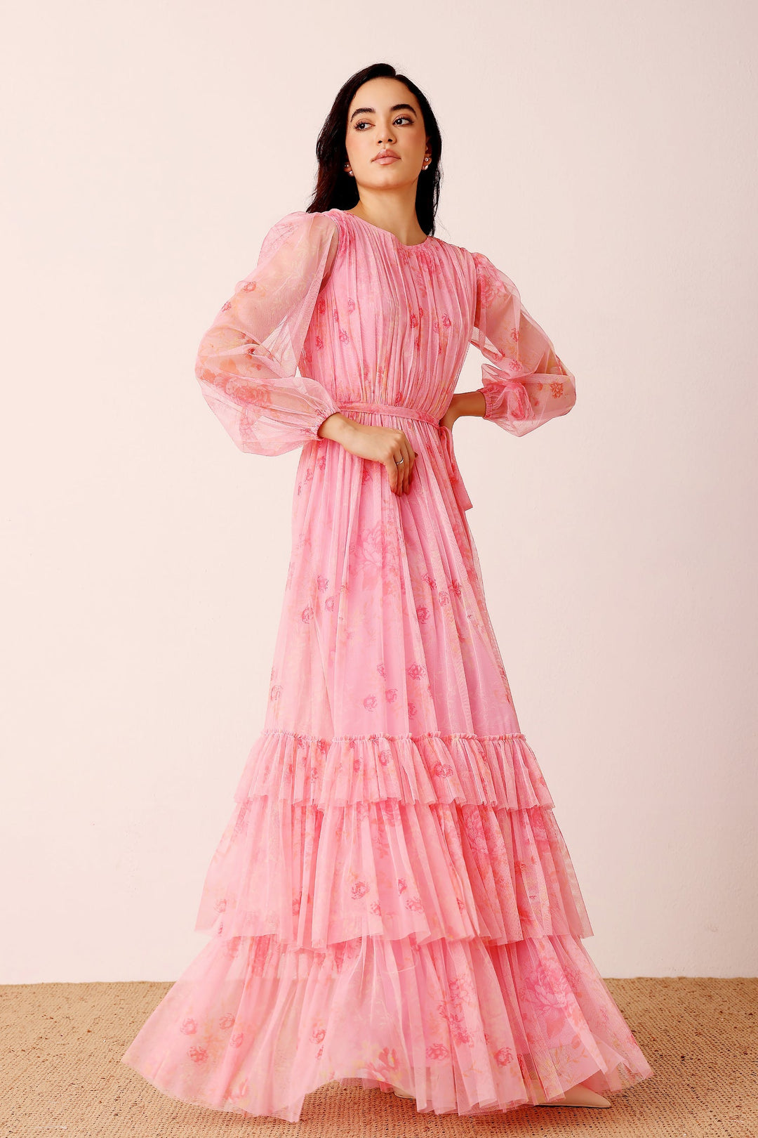 Rebecca Maxi Dress in Pink Floral — gallery