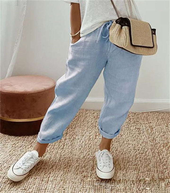 Wide-Leg Cotton-Linen Trousers with a Relaxed Rise