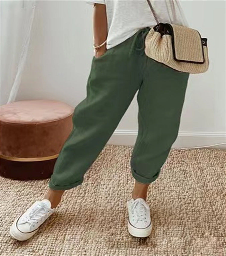 Wide-Leg Cotton-Linen Trousers with a Relaxed Rise