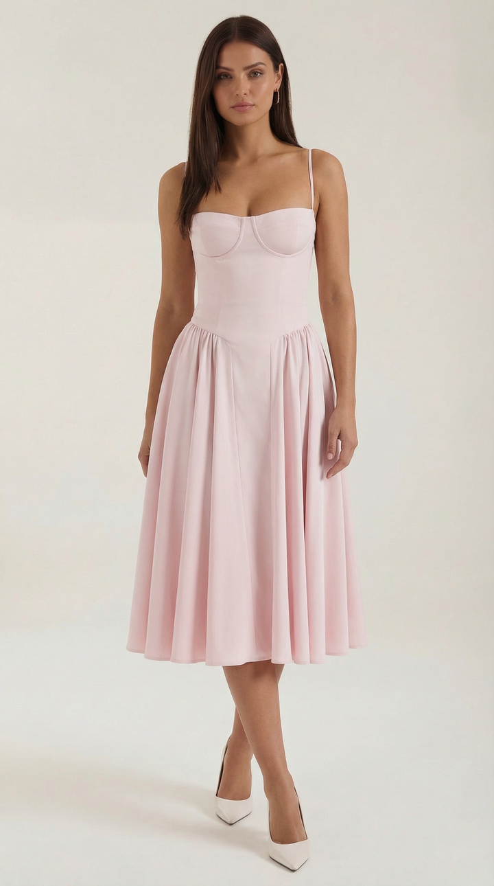 Luna Fashion House Midi Dress for Women - Pink