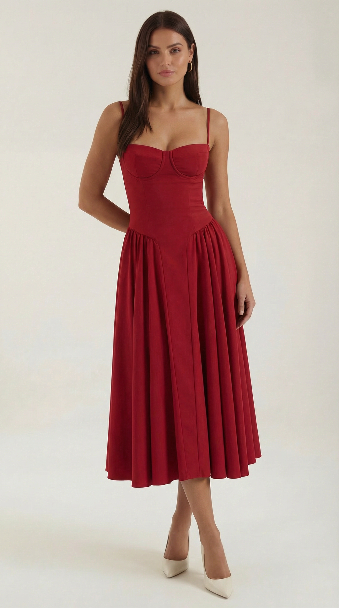 Luna Fashion House Midi Dress for Women - Red