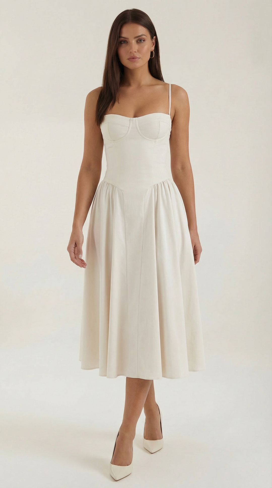 Luna Fashion House Midi Dress for Women - White