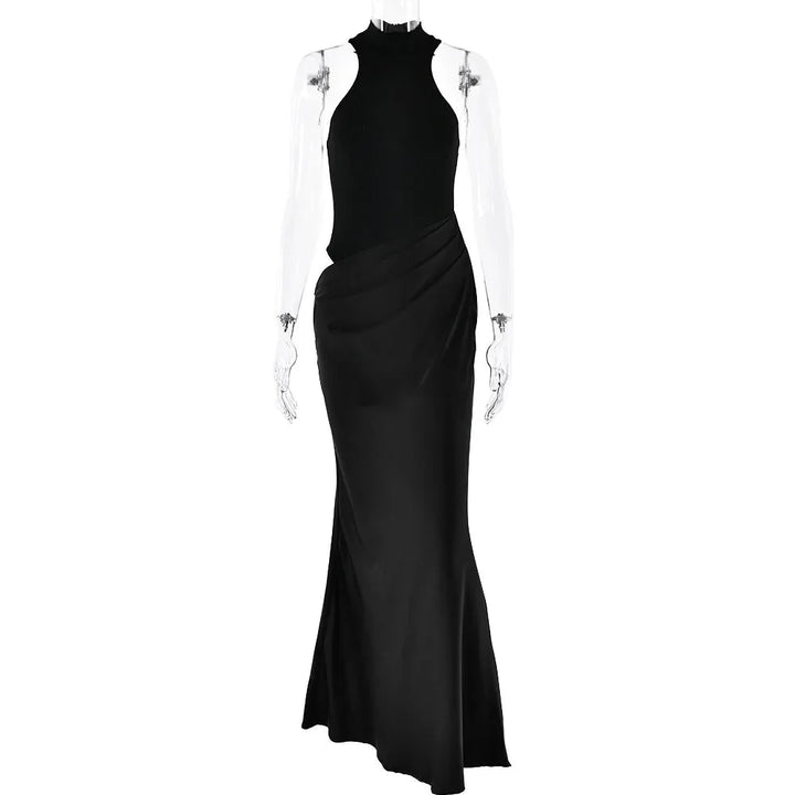 Satin Sexy Hollow Out Maxi Dress for Women - gallery