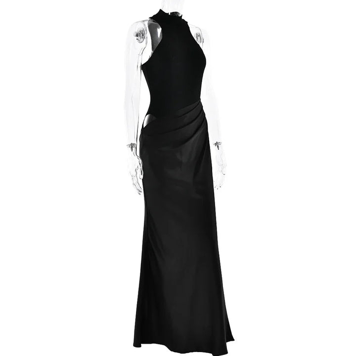 Satin Sexy Hollow Out Maxi Dress for Women - gallery