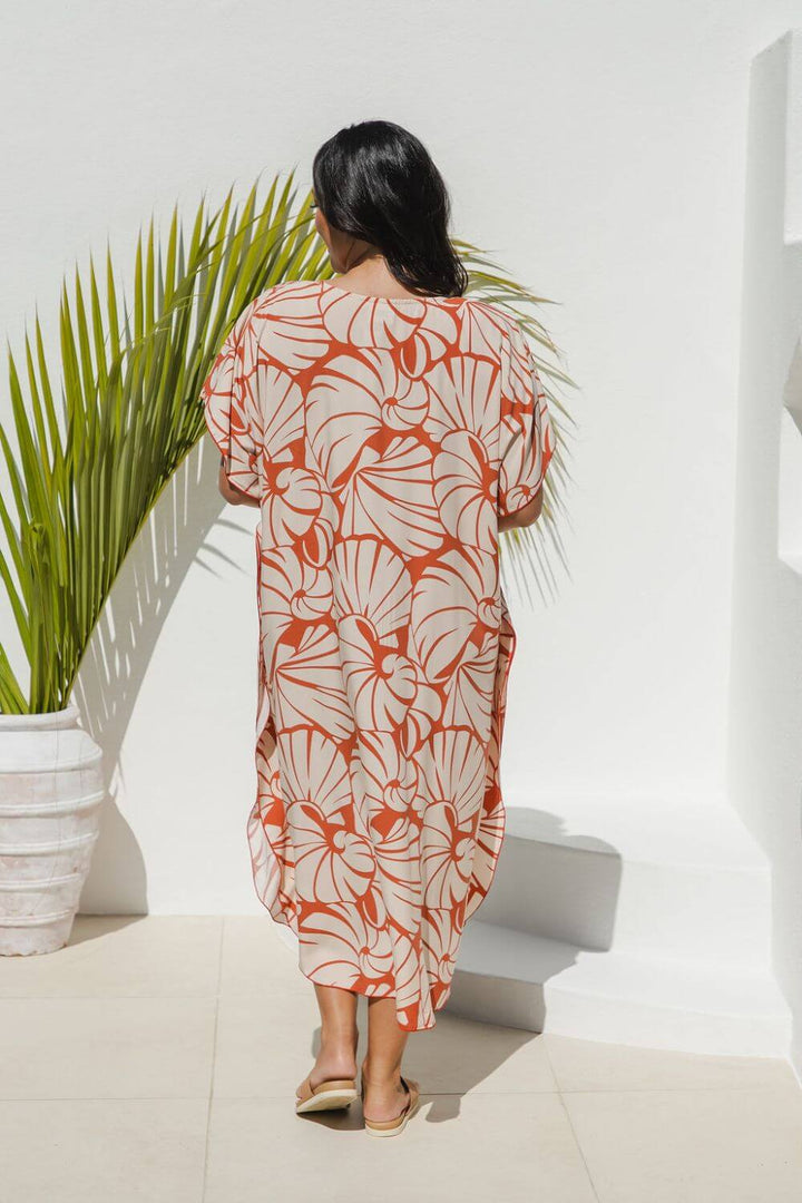 Shell Maxi Kaftan Dress in Pomegranate for Women - gallery