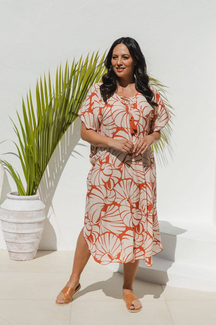Shell Maxi Kaftan Dress in Pomegranate for Women