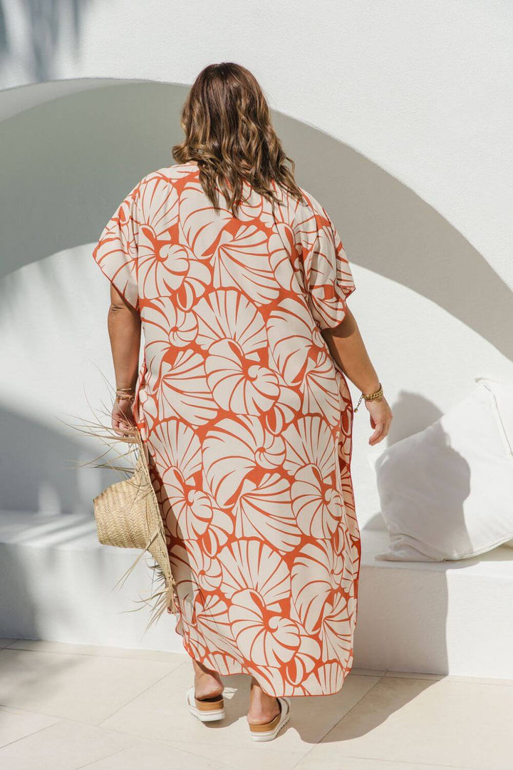 Shell Maxi Kaftan Dress in Pomegranate for Women - gallery