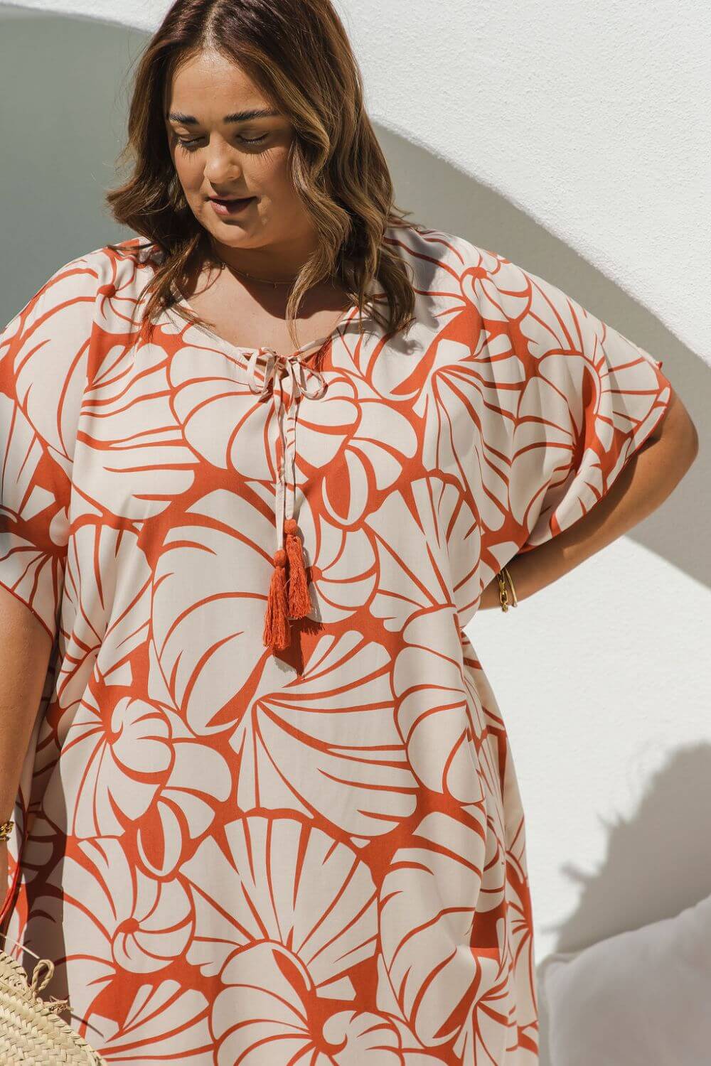 Shell Maxi Kaftan Dress in Pomegranate for Women - gallery