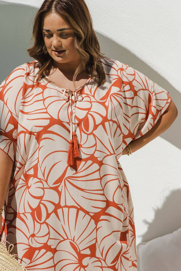 Shell Maxi Kaftan Dress in Pomegranate for Women - gallery