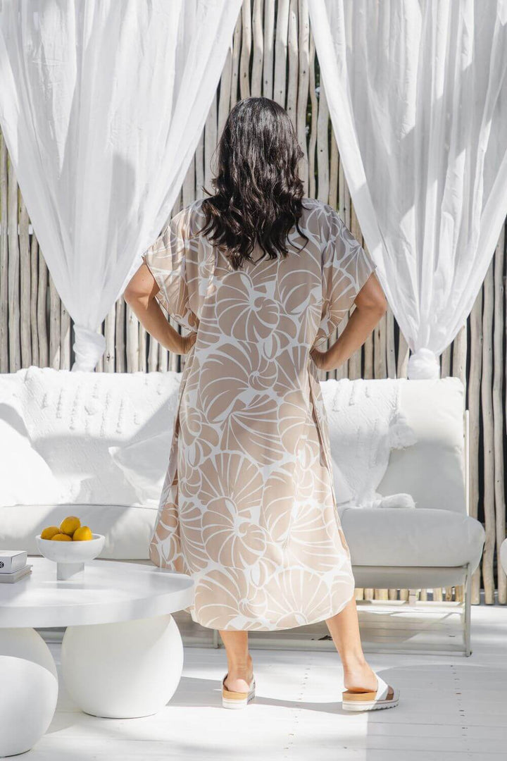 Shell Maxi Kaftan Dress in Sand for Women - gallery