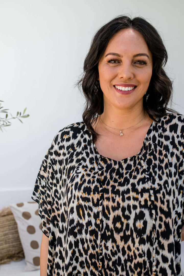 Short Kaftan Dress - Leopard Print — gallery
