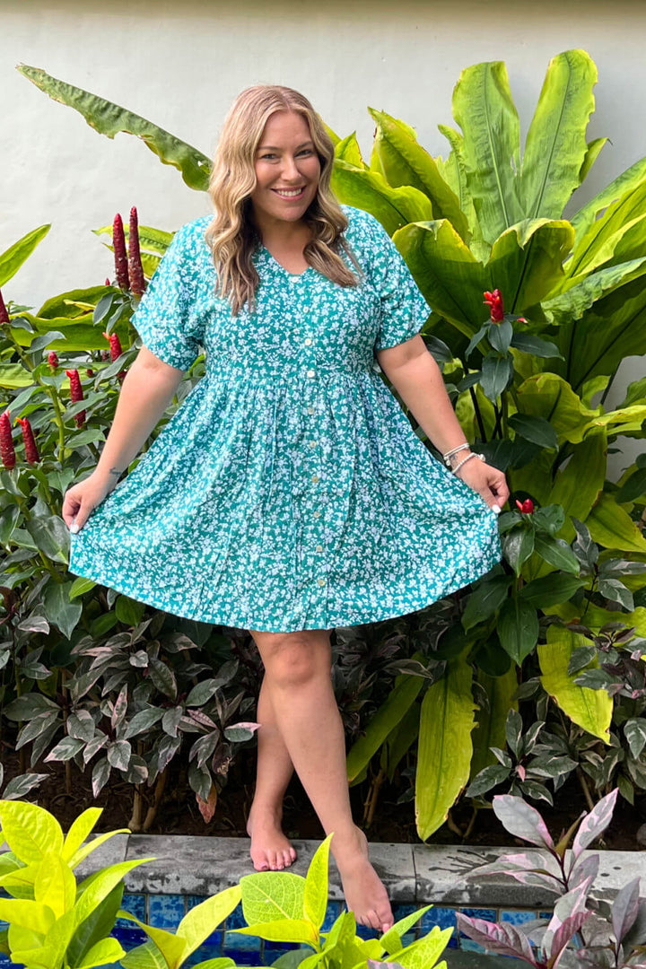 Isla Dress - Green Floral — gallery