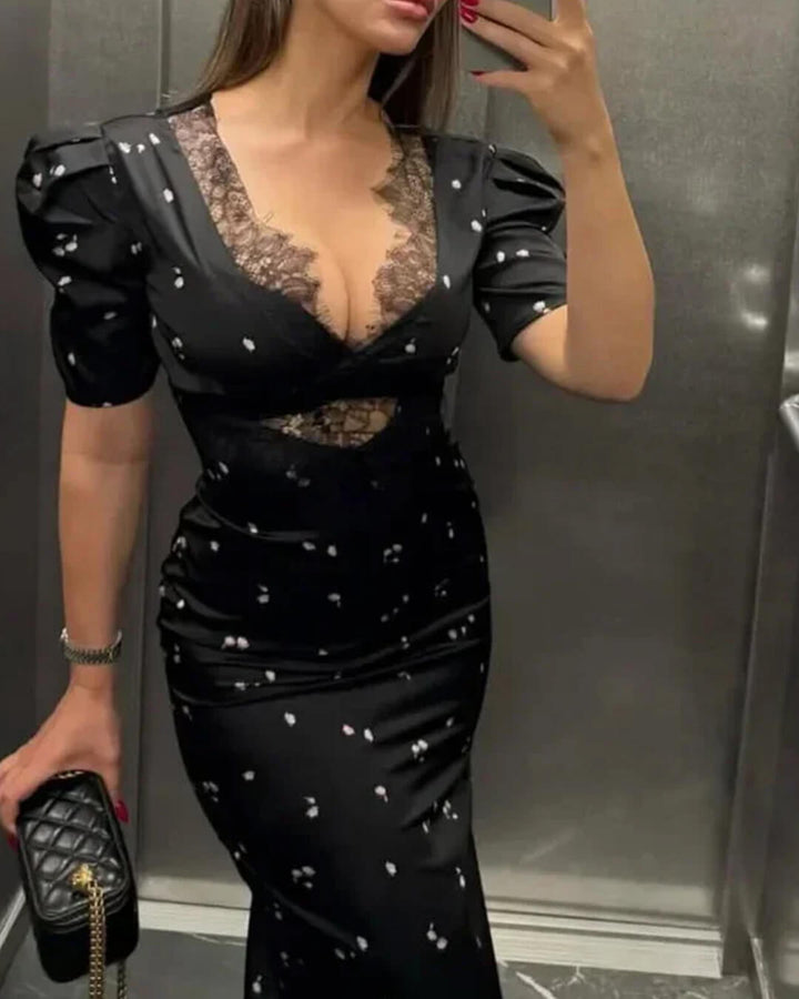 Puff Sleeve Lace Dress for Women - gallery