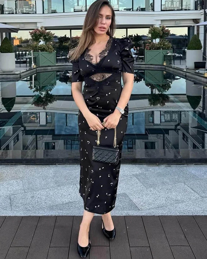 Puff Sleeve Lace Dress for Women - gallery