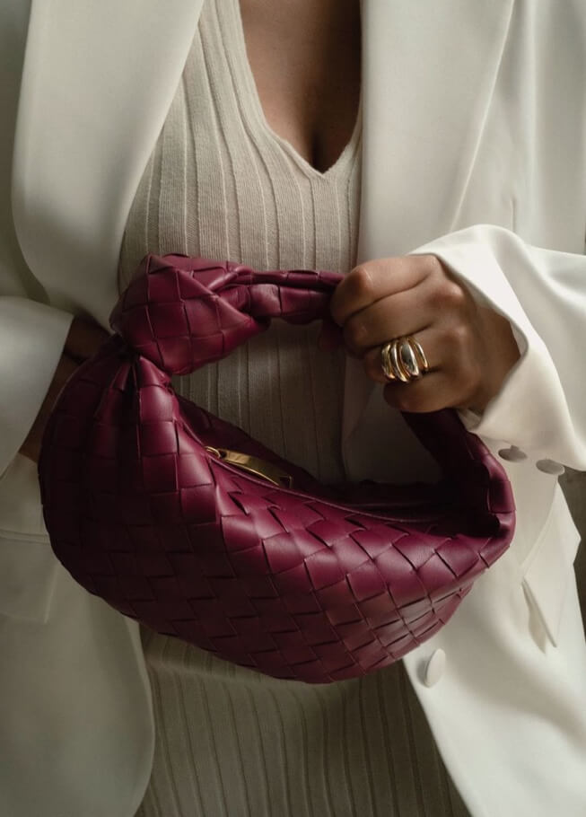 Woven Vegan Leather Handbag with Braided Structure
