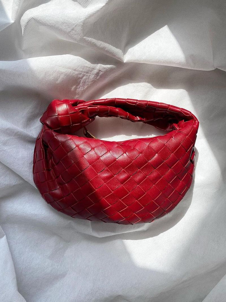 Woven Vegan Leather Handbag with Braided Structure