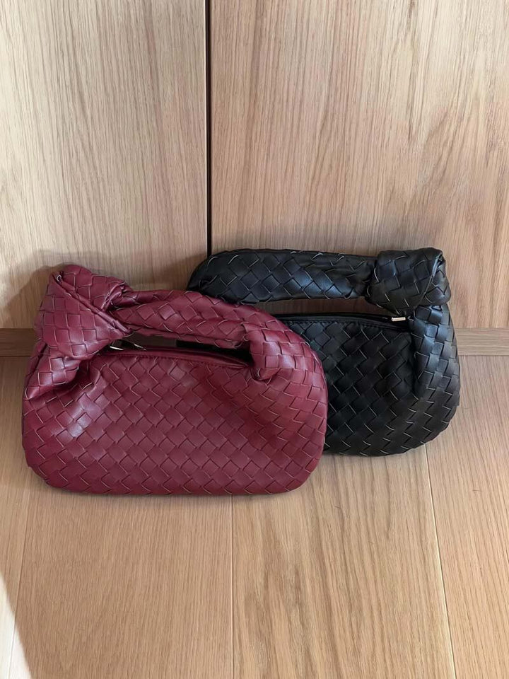 Woven Vegan Leather Handbag with Braided Structure