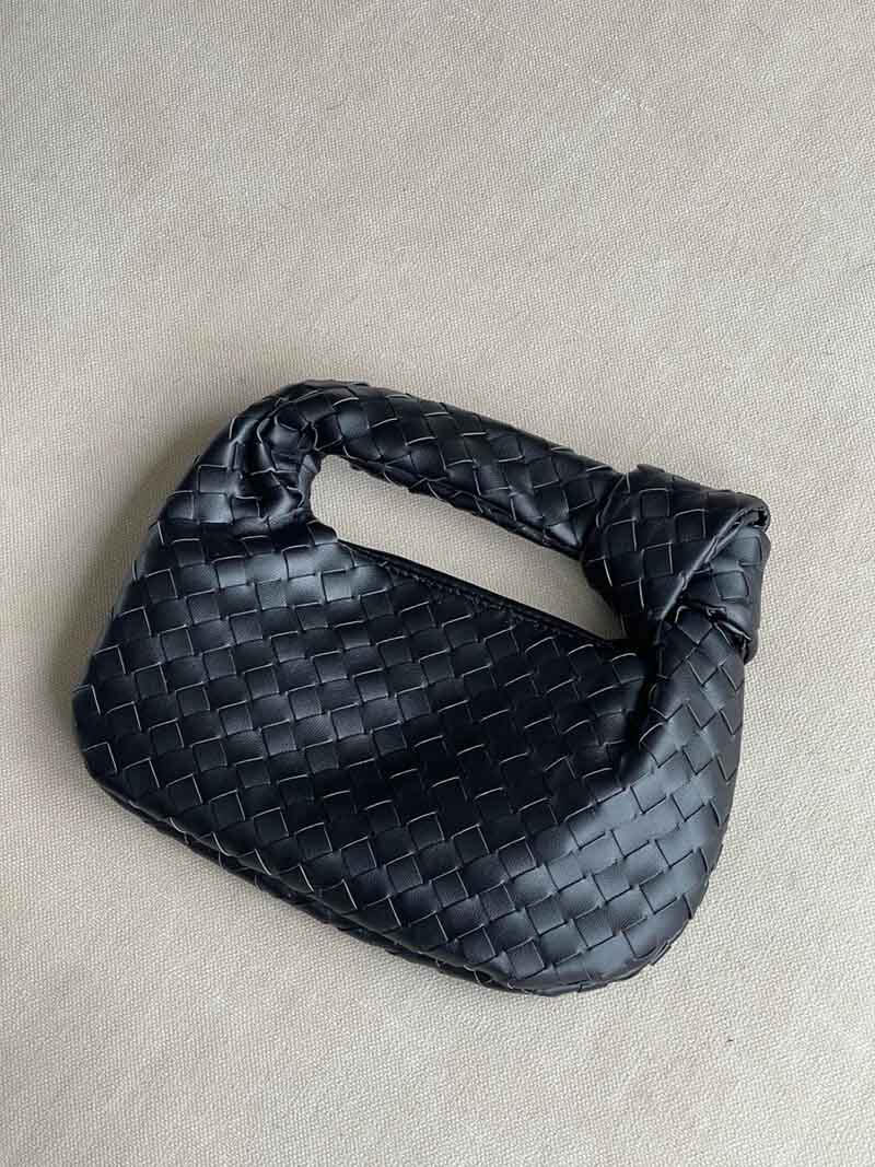 Woven Vegan Leather Handbag with Braided Structure
