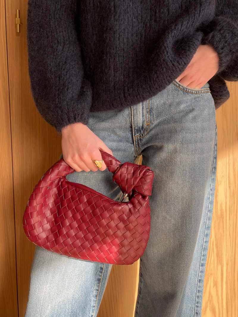 Woven Vegan Leather Handbag with Braided Structure