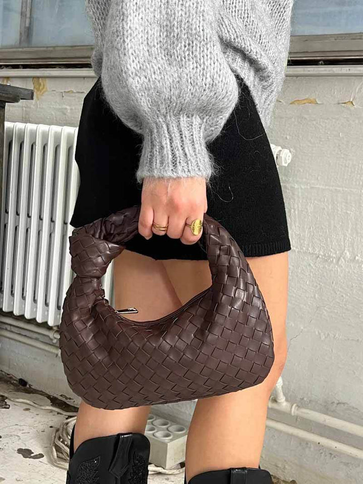 Woven Vegan Leather Handbag with Braided Structure