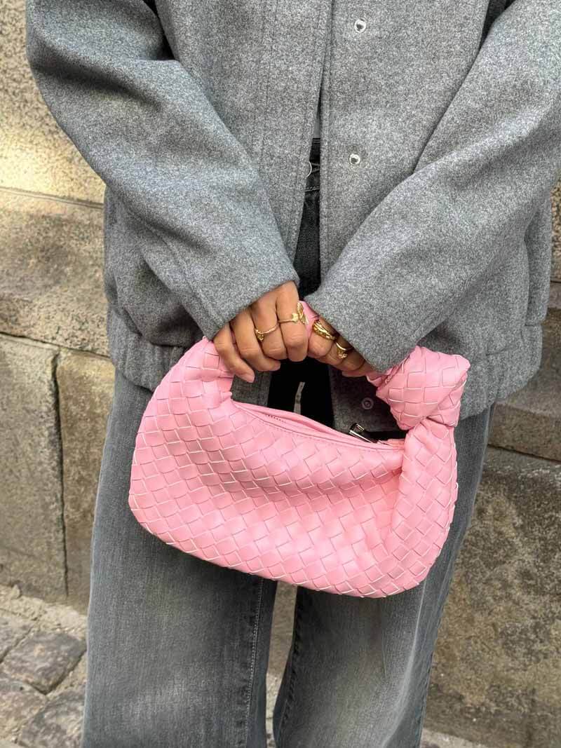 Woven Vegan Leather Handbag with Braided Structure