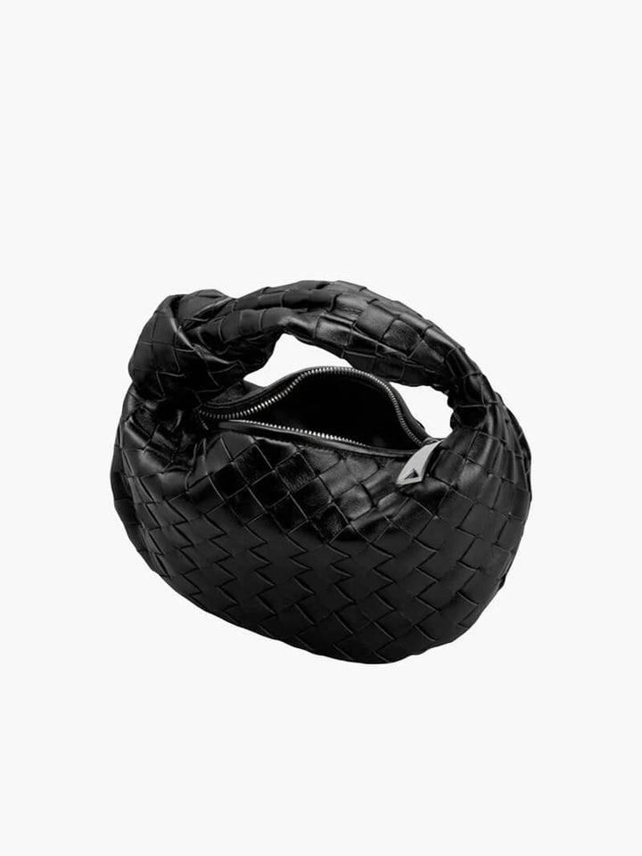 Woven Vegan Leather Handbag with Braided Structure