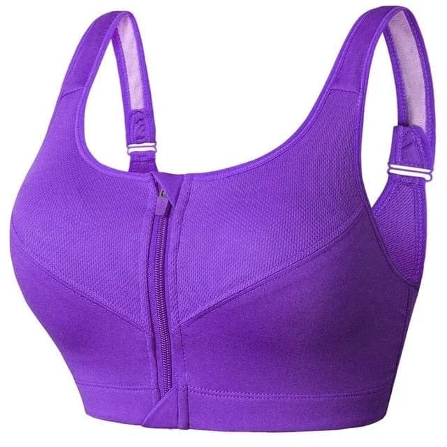 Plus Size Sports Bra with Front Zip Closure