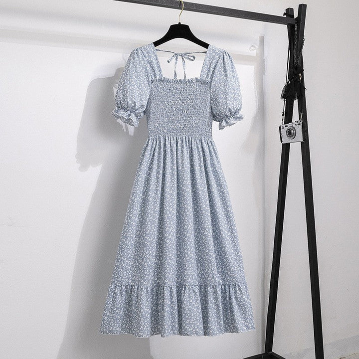 The Sweet Breeze Mini Dress for Women - Blue and white flowers