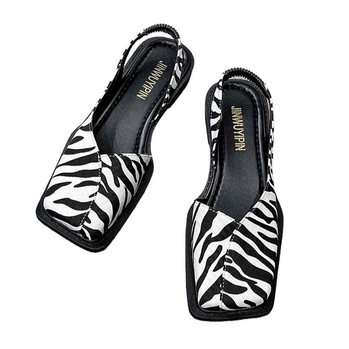 Square Toe Sandals for Women - Zebra