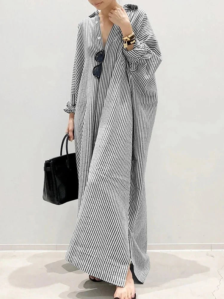 Stripe Printed Casual Loose Dress for Women - gallery