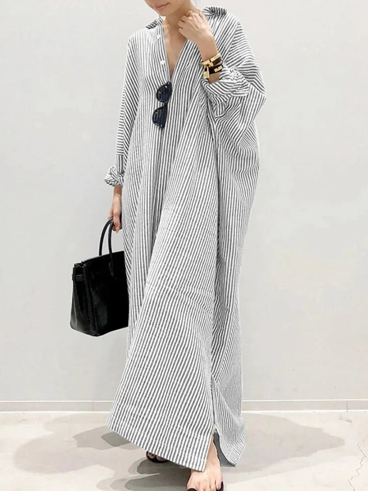 Stripe Printed Casual Loose Dress for Women - gallery