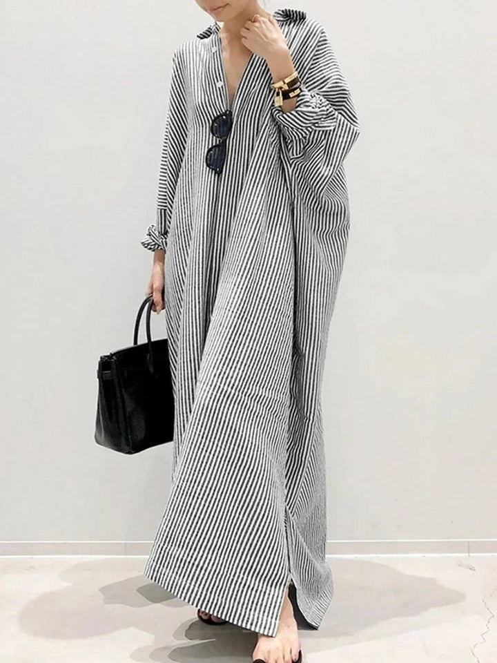 Stripe Printed Casual Loose Dress for Women - gallery