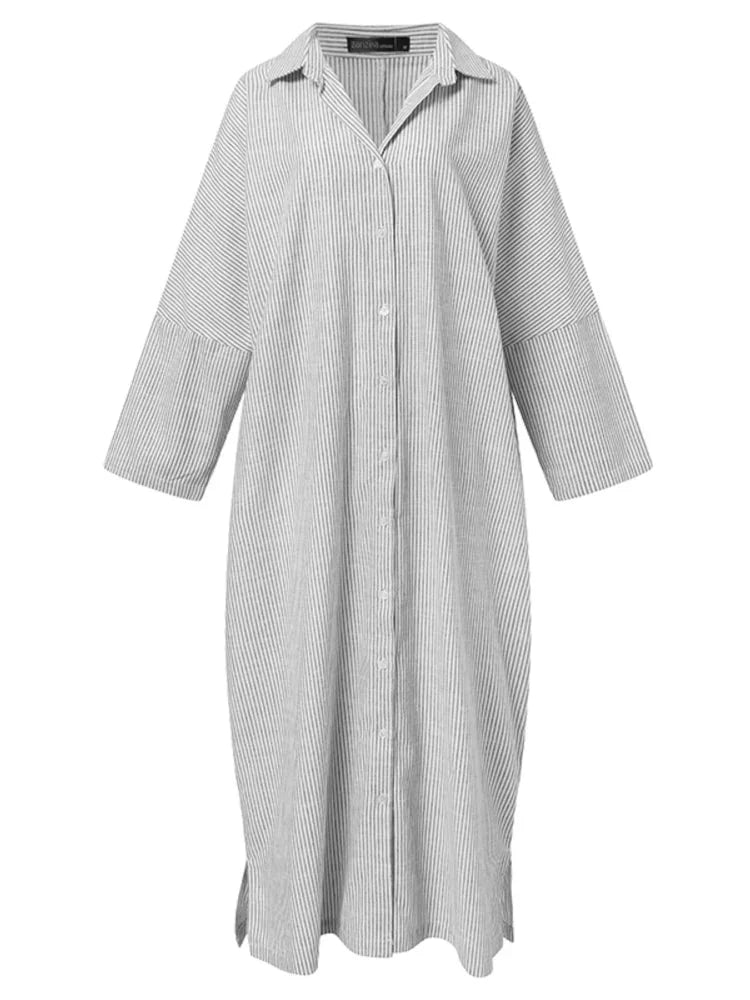 Stripe Printed Casual Loose Dress for Women - gallery