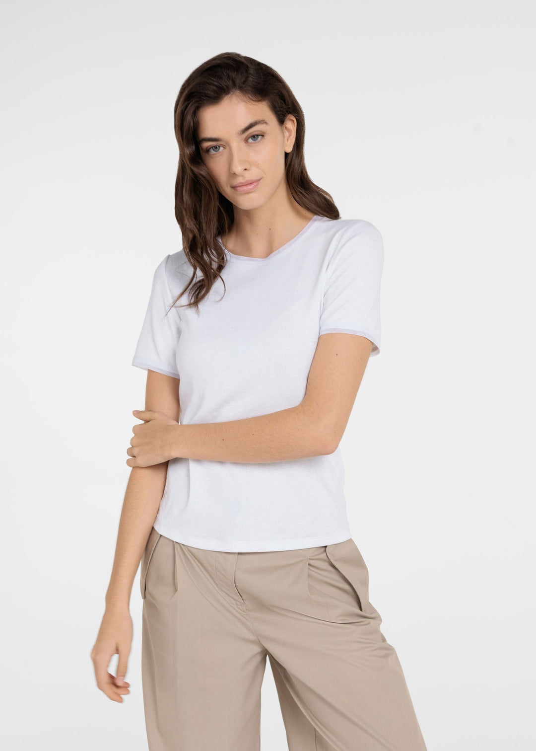 Goldie Mesh Detail T-Shirt for Women - gallery