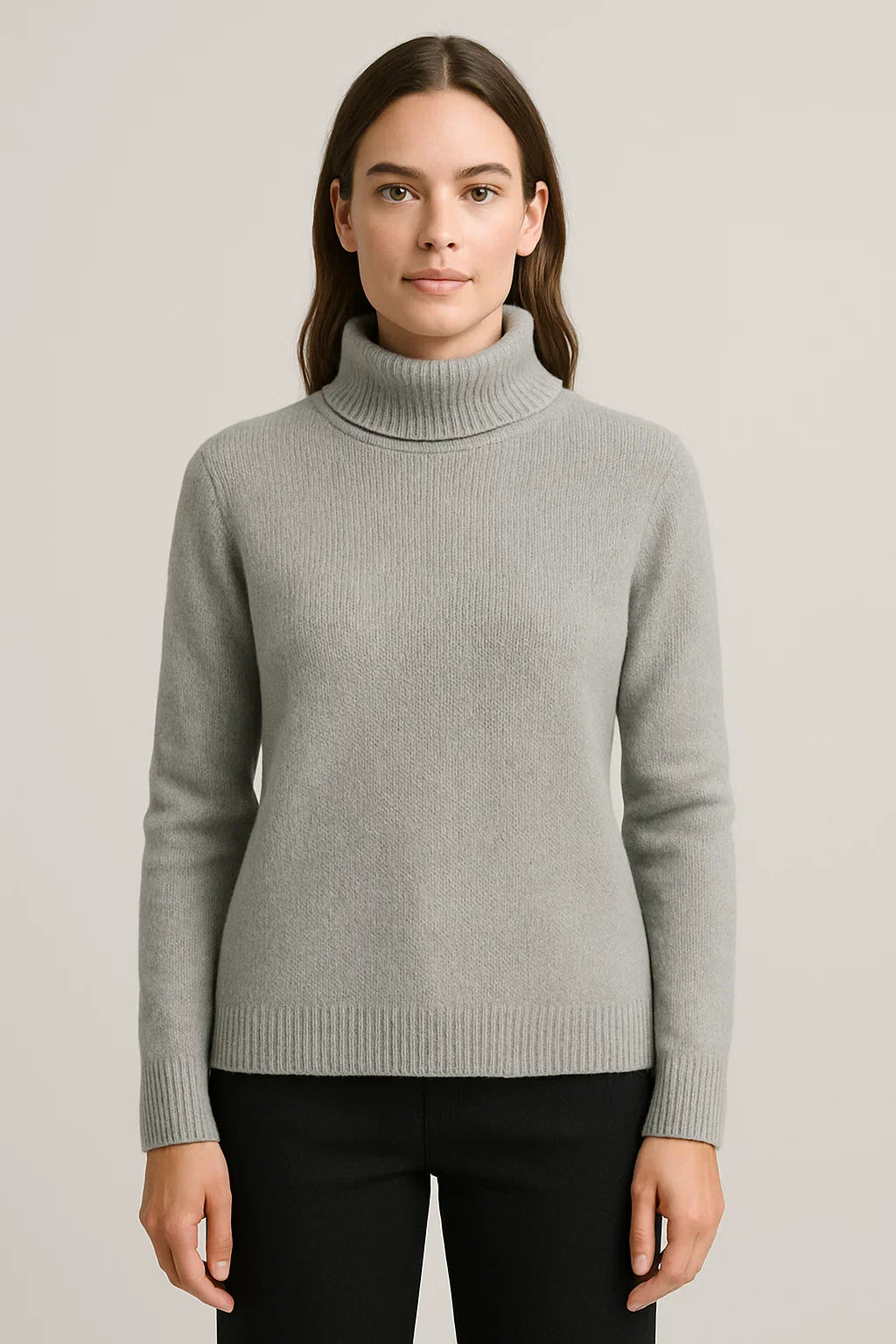Soft Knit Rollneck Jumper in Mist Grey - Relaxed Fit