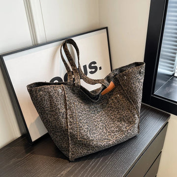 Leopard Print Shoulder Bag with Adjustable Strap