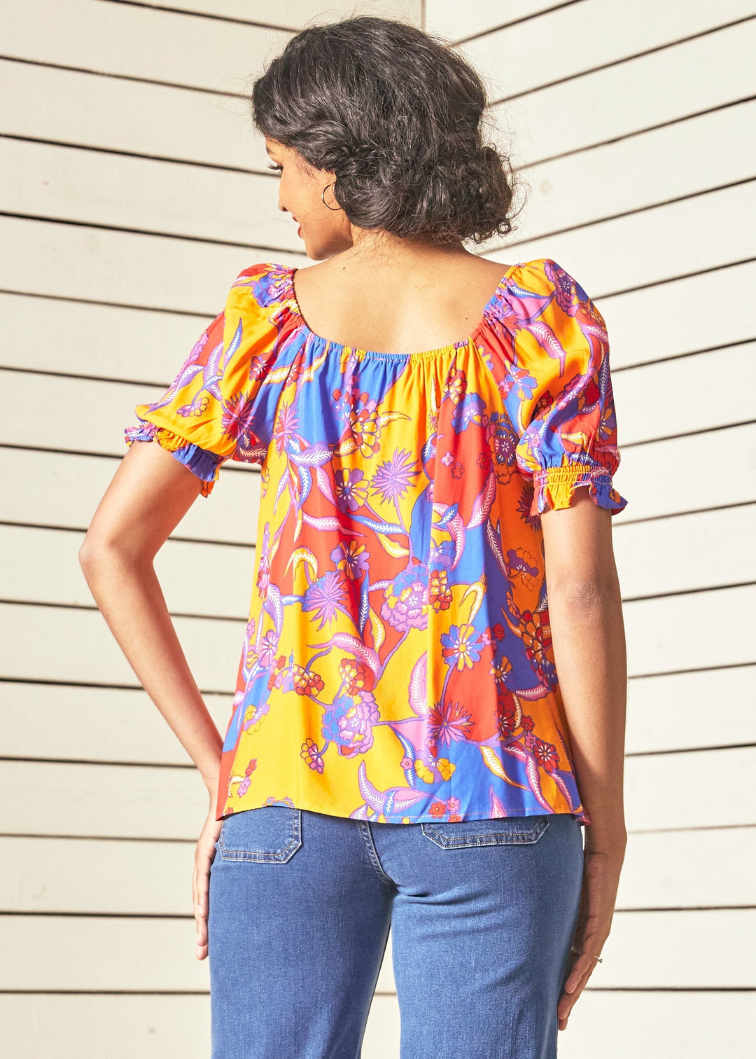 In All My Vibrance Peasant Blouse in Bali Floral (Final Sale) — gallery