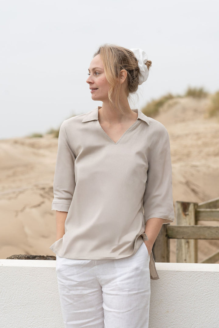 Lizzie Linen Shirt | Collared Shirt — Natural
