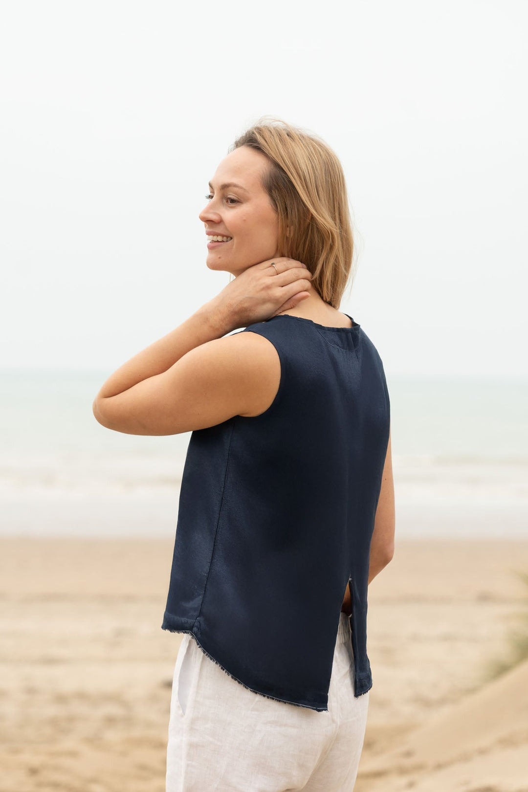 Aimie Linen Top | Linen Back Detail Top — gallery